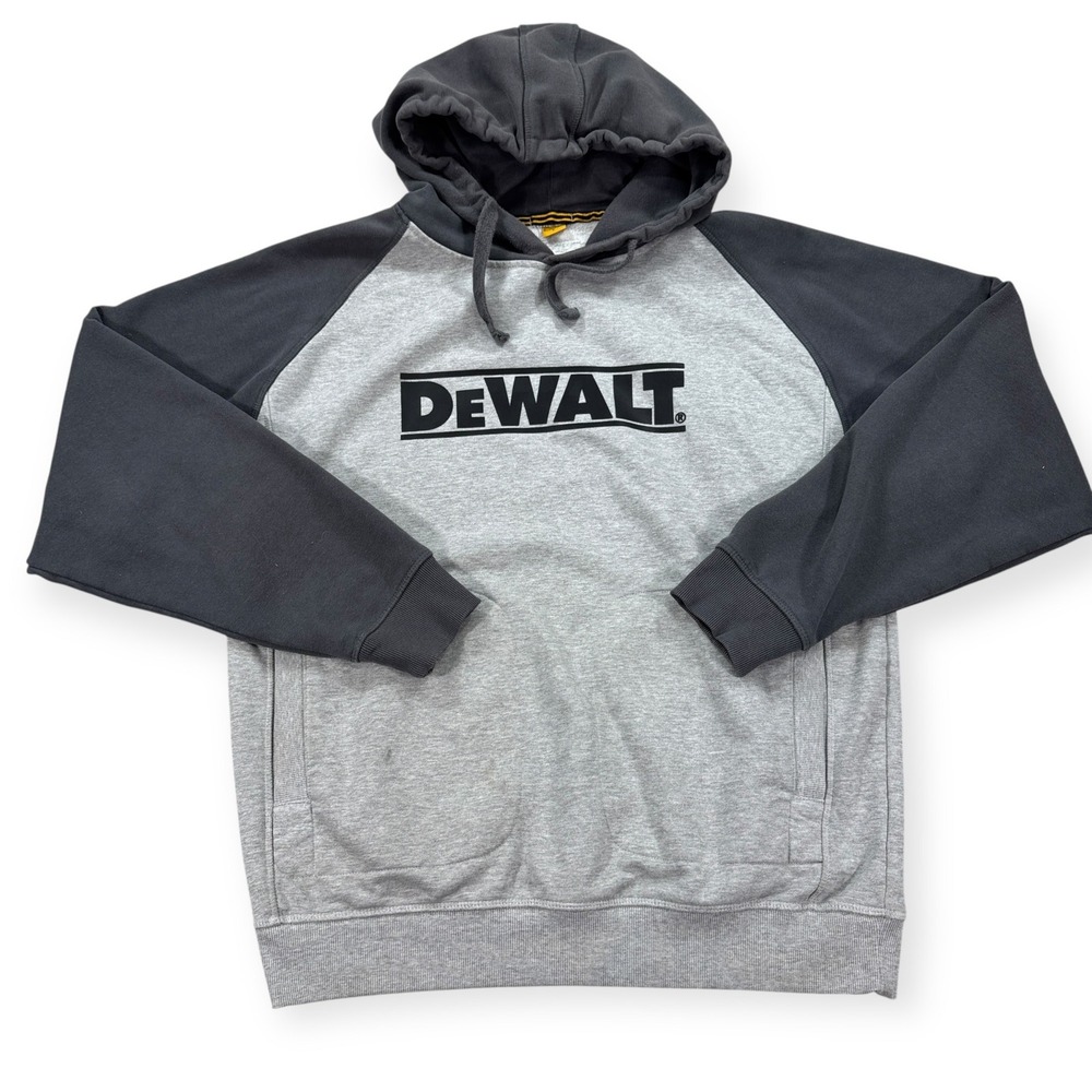 DeWalt Hoodie‎ Men's Large Gray Logan Heavy Duty Spell Out Pullover Workwear